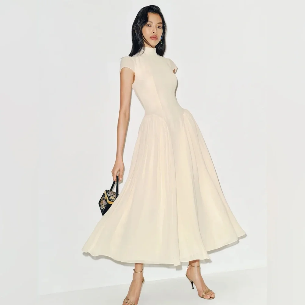 NEW Reformation Maven Dress Fior Di Latte Ivory Cream Bridal High Neck 10 - Picture 5 of 16